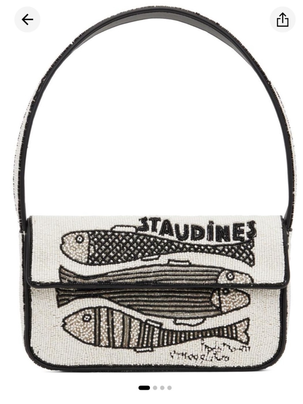 STAUD BEADED TOMMY BAG STAUDINES BLACK WHITE NWOT Limited Collection